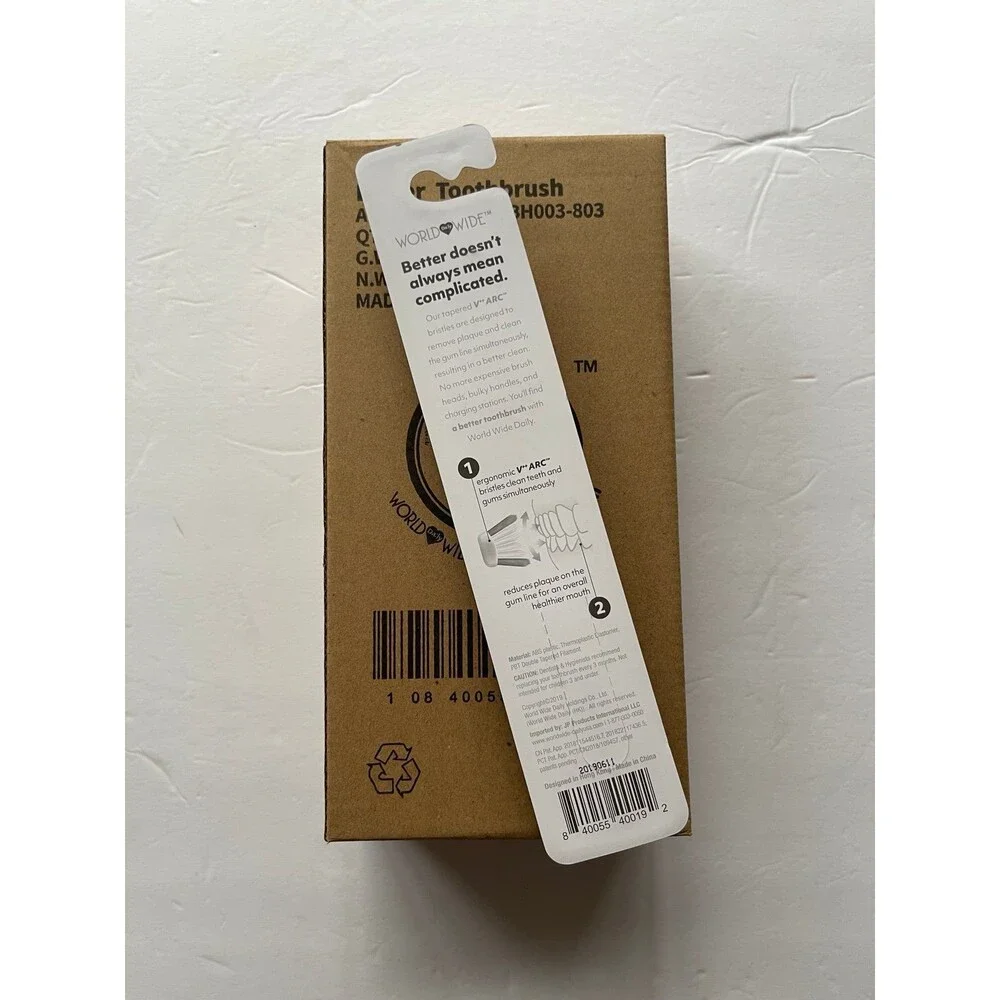 World Wide Better Toothbrush 12 Pieces Box Ultra Soft Tapered Arc Shape Bristle.